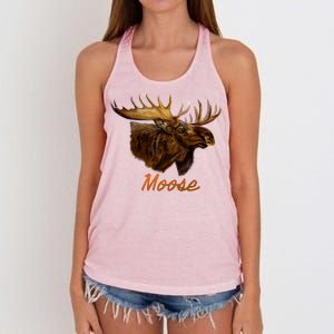 Wildlife - Moose Head Portrait Women's Knotted Racerback Tank