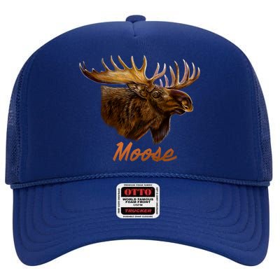 Wildlife - Moose Head Portrait High Crown Mesh Back Trucker Hat