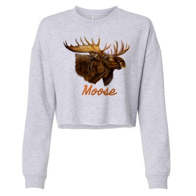 Wildlife - Moose Head Portrait Cropped Pullover Crew