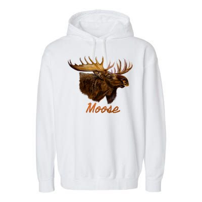 Wildlife - Moose Head Portrait Garment-Dyed Fleece Hoodie