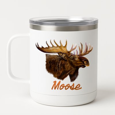 Wildlife - Moose Head Portrait 12 oz Stainless Steel Tumbler Cup