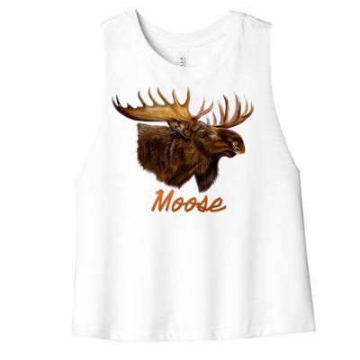 Wildlife - Moose Head Portrait Women's Racerback Cropped Tank