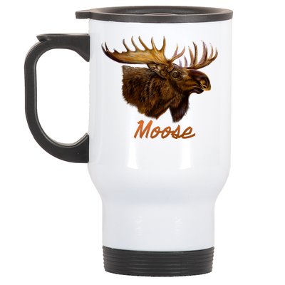 Wildlife - Moose Head Portrait Stainless Steel Travel Mug