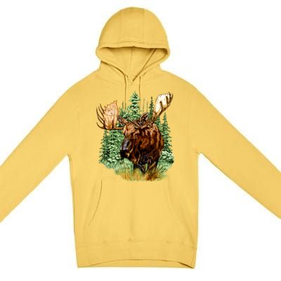 Wildlife - Moose Portrait Premium Pullover Hoodie