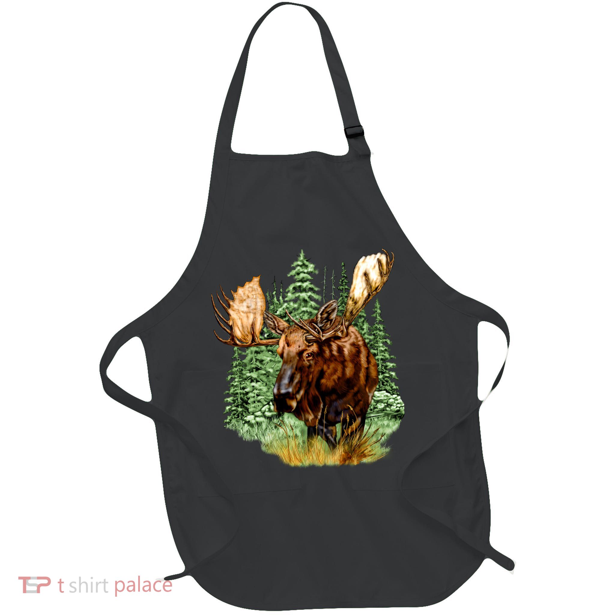 Wildlife - Moose Portrait Full-Length Apron With Pockets