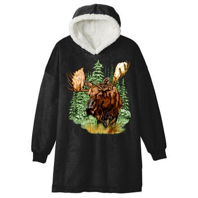 Wildlife - Moose Portrait Hooded Wearable Blanket