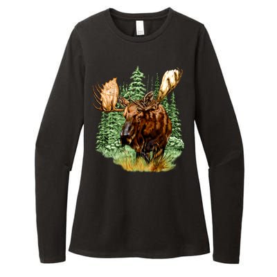 Wildlife - Moose Portrait Womens CVC Long Sleeve Shirt