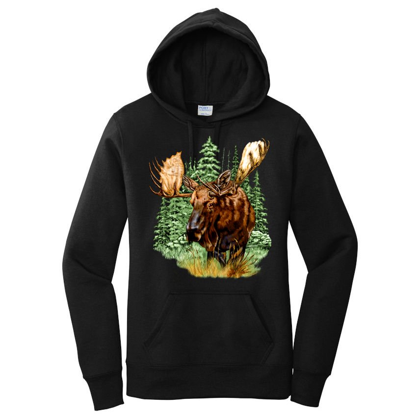 Wildlife - Moose Portrait Women's Pullover Hoodie
