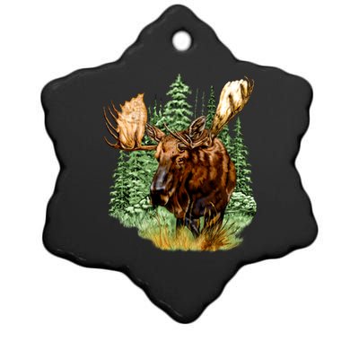 Wildlife - Moose Portrait Ceramic Star Ornament