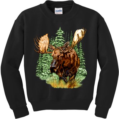 Wildlife - Moose Portrait Kids Sweatshirt