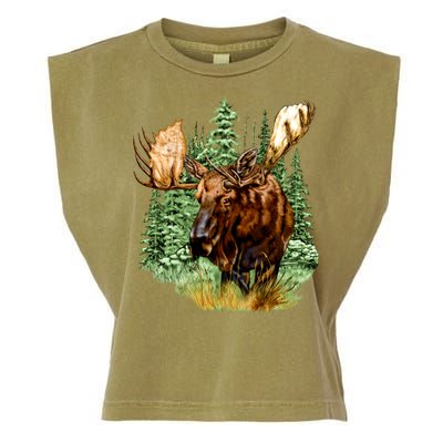 Wildlife - Moose Portrait Garment-Dyed Women's Muscle Tee