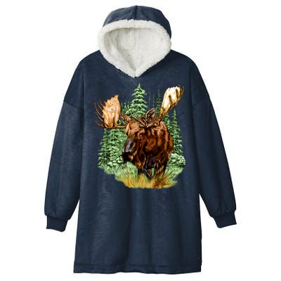 Wildlife - Moose Portrait Hooded Wearable Blanket