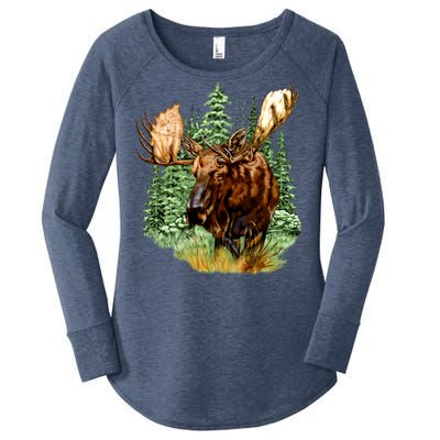 Wildlife - Moose Portrait Women's Perfect Tri Tunic Long Sleeve Shirt