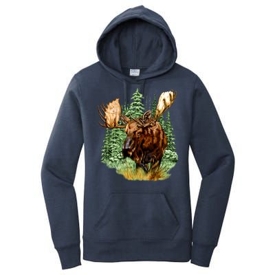 Wildlife - Moose Portrait Women's Pullover Hoodie