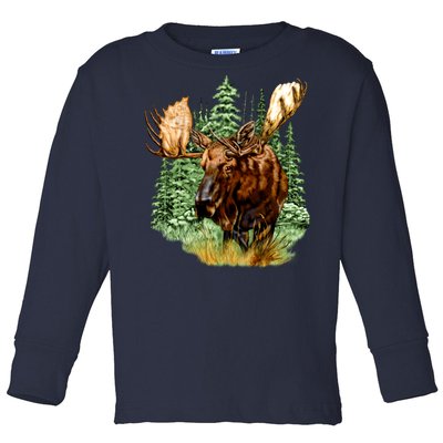 Wildlife - Moose Portrait Toddler Long Sleeve Shirt