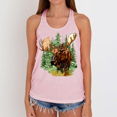 Wildlife - Moose Portrait Women's Knotted Racerback Tank