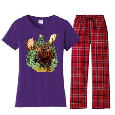 Wildlife - Moose Portrait Women's Flannel Pajama Set