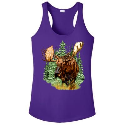 Wildlife - Moose Portrait Ladies PosiCharge Competitor Racerback Tank