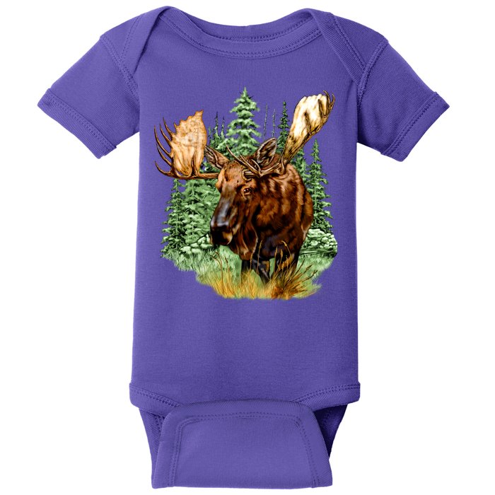 Wildlife - Moose Portrait Baby Bodysuit