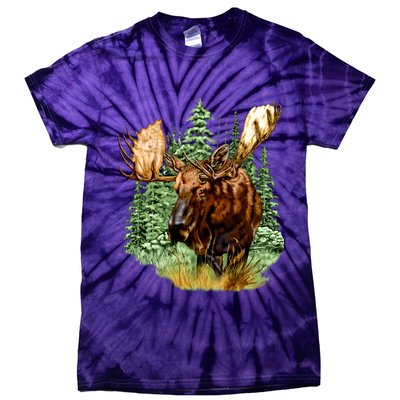 Wildlife - Moose Portrait Tie-Dye T-Shirt