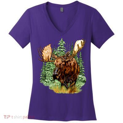 Wildlife - Moose Portrait Women's V-Neck T-Shirt