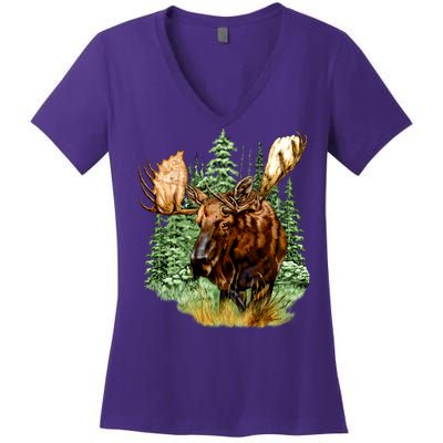 Wildlife - Moose Portrait Women's V-Neck T-Shirt