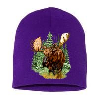 Wildlife - Moose Portrait Short Acrylic Beanie