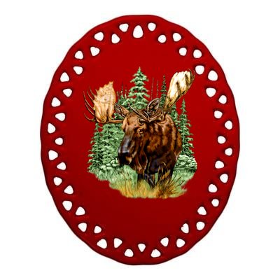 Wildlife - Moose Portrait Ceramic Oval Ornament