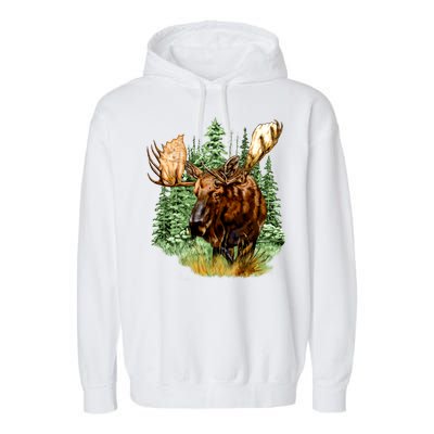 Wildlife - Moose Portrait Garment-Dyed Fleece Hoodie