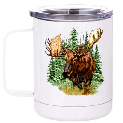 Wildlife - Moose Portrait 12 oz Stainless Steel Tumbler Cup