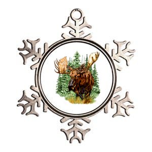 Wildlife - Moose Portrait Metallic Star Ornament