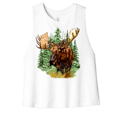 Wildlife - Moose Portrait Women's Racerback Cropped Tank