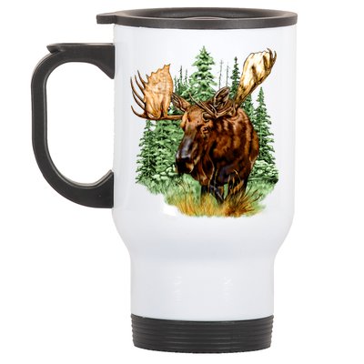 Wildlife - Moose Portrait Stainless Steel Travel Mug