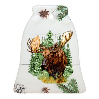 Wildlife - Moose Portrait Ceramic Bell Ornament