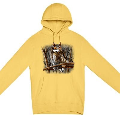 Wildlife - Owl Perched Premium Pullover Hoodie