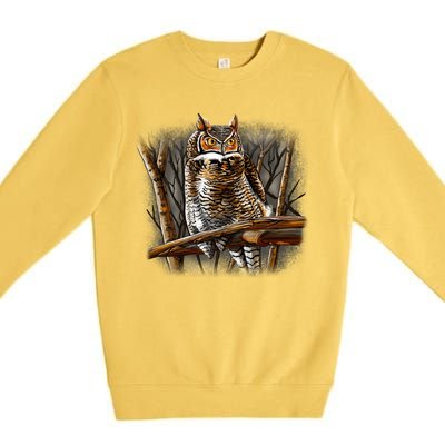 Wildlife - Owl Perched Premium Crewneck Sweatshirt