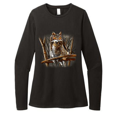 Wildlife - Owl Perched Womens CVC Long Sleeve Shirt