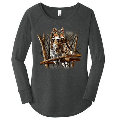 Wildlife - Owl Perched Women's Perfect Tri Tunic Long Sleeve Shirt