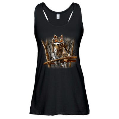 Wildlife - Owl Perched Ladies Essential Flowy Tank