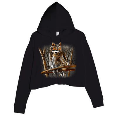 Wildlife - Owl Perched Crop Fleece Hoodie