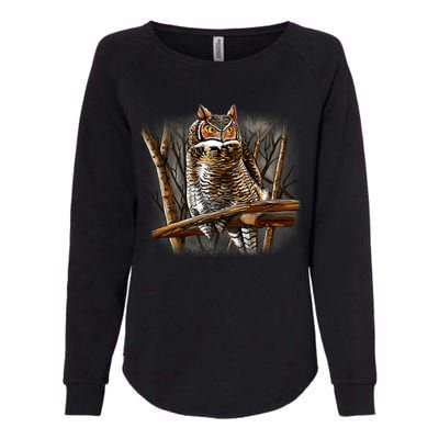 Wildlife - Owl Perched Womens California Wash Sweatshirt