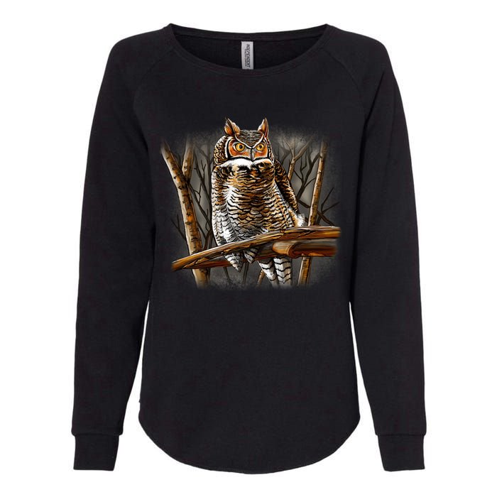 Wildlife - Owl Perched Womens California Wash Sweatshirt