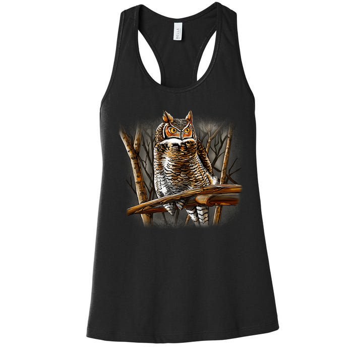 Wildlife - Owl Perched Women's Racerback Tank