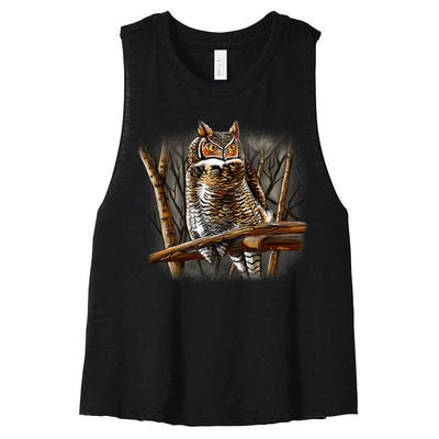 Wildlife - Owl Perched Women's Racerback Cropped Tank