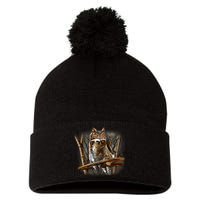 Wildlife - Owl Perched Pom Pom 12in Knit Beanie