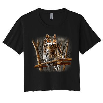 Wildlife - Owl Perched Women's Crop Top Tee