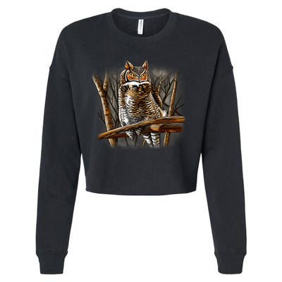 Wildlife - Owl Perched Cropped Pullover Crew