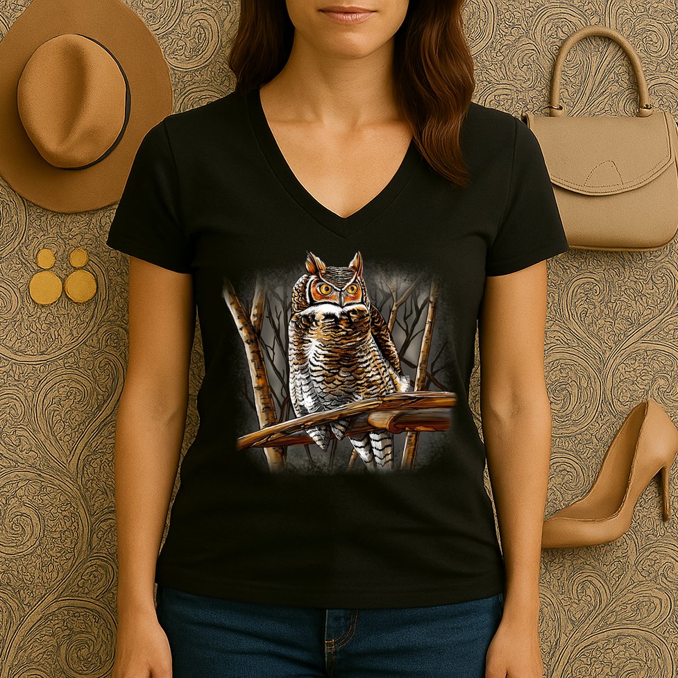 Wildlife - Owl Perched Women's V-Neck T-Shirt