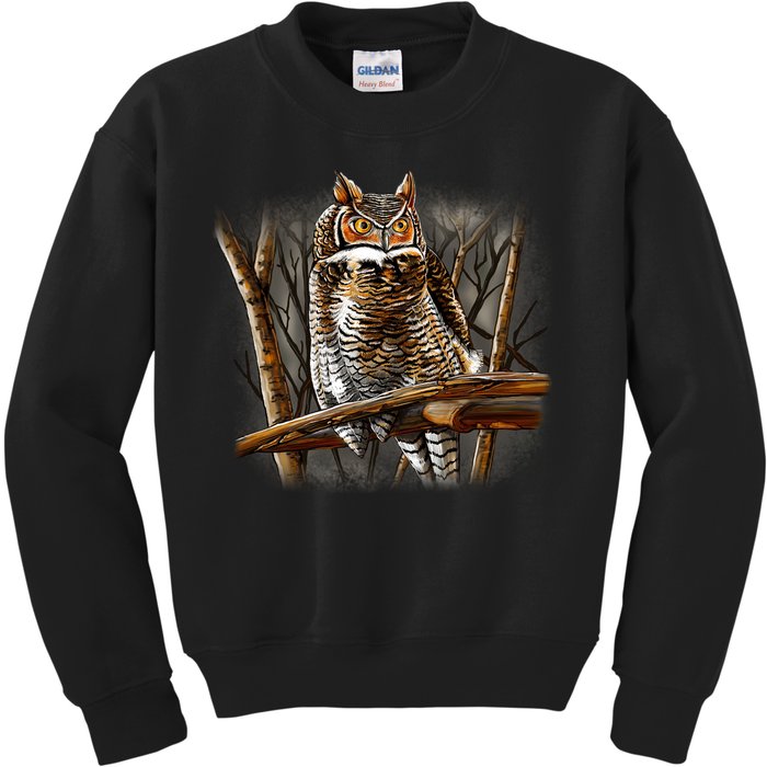 Wildlife - Owl Perched Kids Sweatshirt