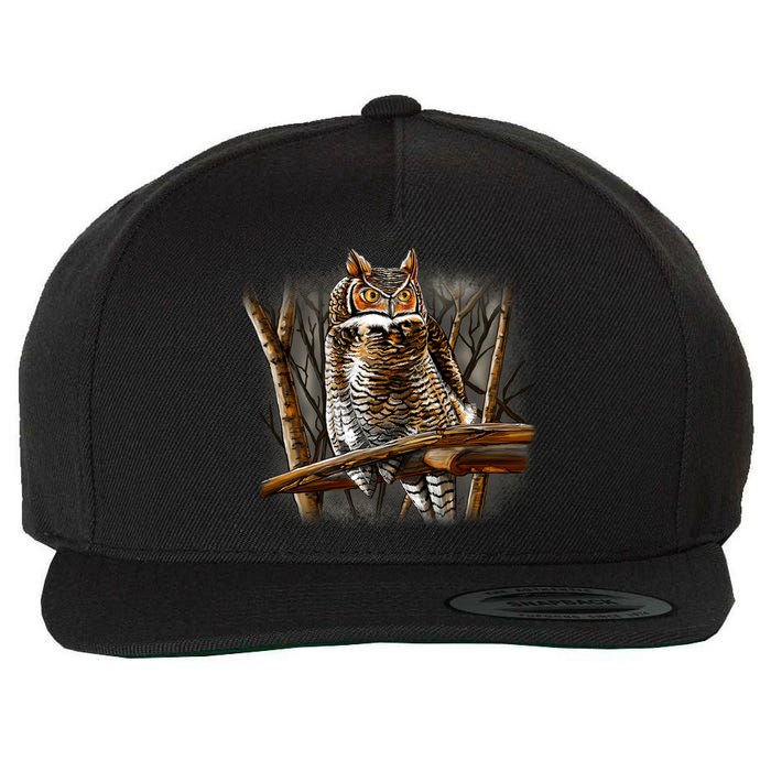 Wildlife - Owl Perched Wool Snapback Cap